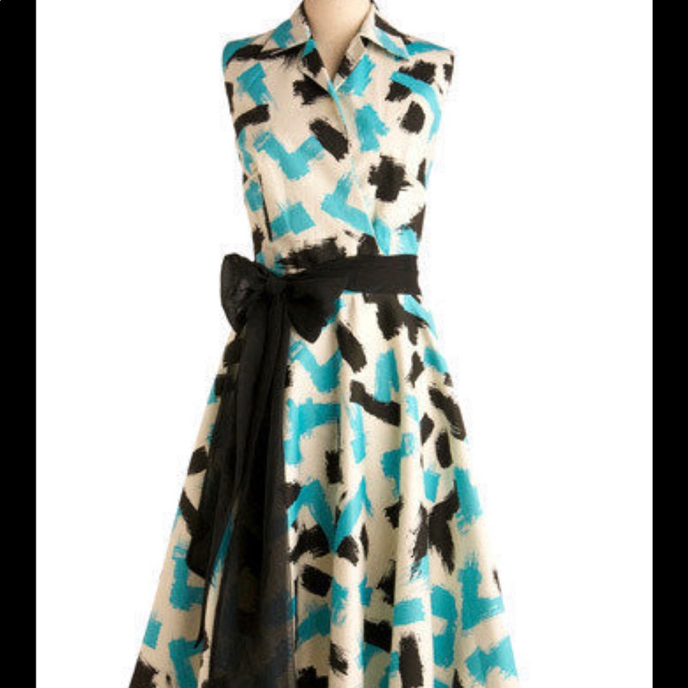 Pinup Couture sleeveless dress size large in blue/black/white NWT.